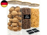 3Er Set VorratsgläSer Eckig Mit Deckel Luftdicht 1,5L, GlasbehäLter V