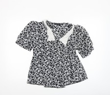 New Look Women Black Floral Maternity Blouse UK 10 V-Neck Tunic Style