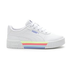 PUMA Carina 2.0 Stripes Lace Up Youth Girls White Sneakers Casual Shoes 3895730