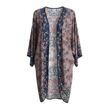 Mahila Paulina Cocoon Kimono One Size Purple Motif Anthropologie