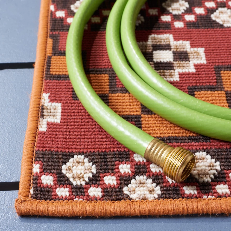 Veranda Collection Accent Rug - 2'7" x 5', Red & Chocolate, Boho Design, Non-... - Image 4 of 4