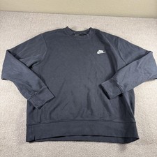 Nike Sweatshirt Mens Medium Black Club Fleece Crewneck Swoosh Logo BV2662-010