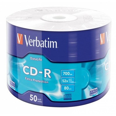 Verbatim CD-R Rohlinge 50er Spindel beschreibbar 700MB 52x Speed 80 Minuten