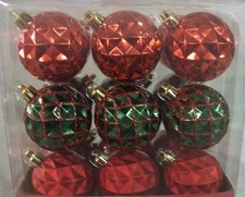 NEW 36 Shatterproof Christmas Ornaments Red/Green 2.25"