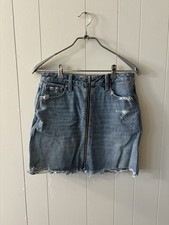 Abercrombie Fitch Y2K Zoe Rise Aline Jean Skirt Front Zip Sz 6 Preppy Denim P6