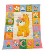 Handmade Cranston Baby Alphabet Giraffe Crib Quilt Wall Hanging Patchwork READ