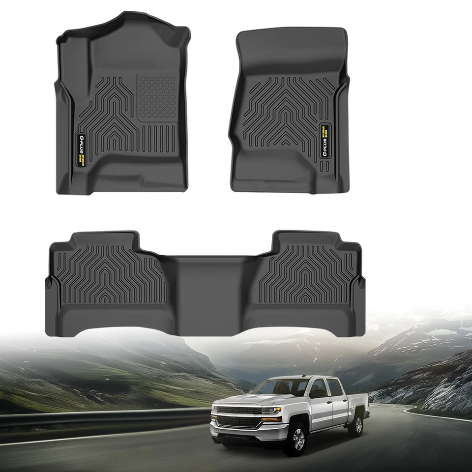 TPE Floor Mats Liners Fit For 14-18 Silverado/Sierra 1500 2500HD 3500HD Crew Cab Foto 2 de 4