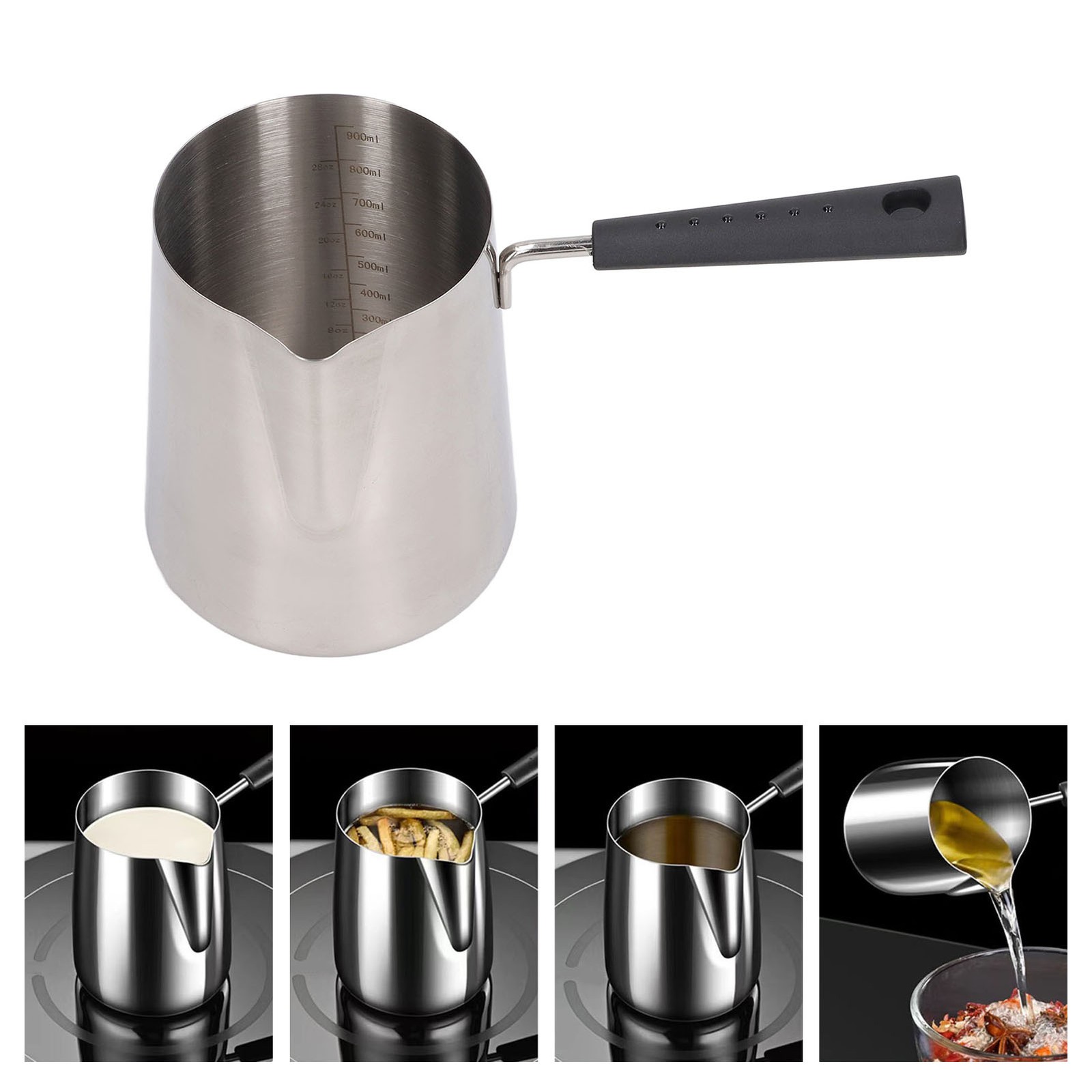 Coffee Milk Frothing Pitcher Cup 304 Stainless Steel Long Handle Milk Pitcher Po