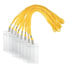 30 Set Name Tag Holders with Lanyard for Office, Yellow 3x2 Inch