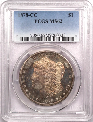 1878-CC Morgan Silver Dollar $1, PCGS MS62, Uncirculated BU, Toned & Semi-PL