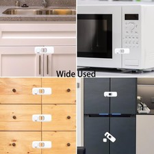 Fridge Child Lock for Refrigerator and Cabinet 2 Pack Adhesive Baby Proof Latch