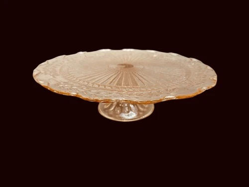 Vtg Indiana Glass Pink Depression Glass Pedestal Cake Stand