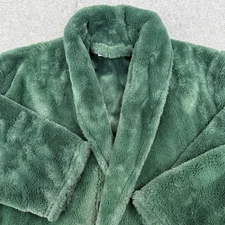 Minky Couture Ultra Thick Plush Belted Robe Small Green Pockets Cozy Heavy Soft
