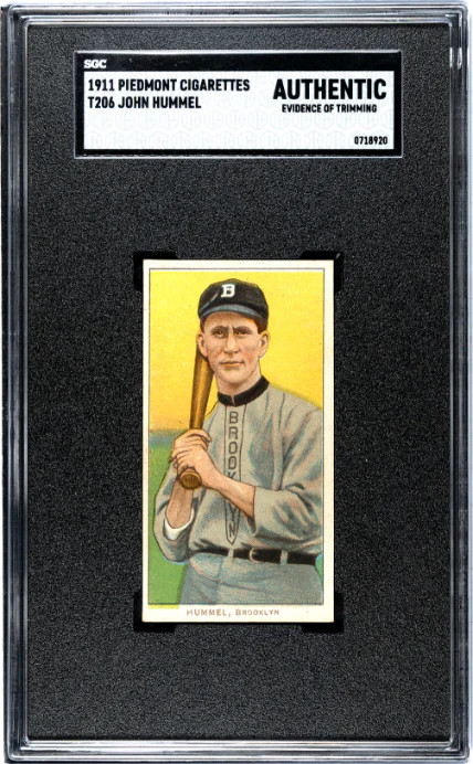 1909 T206 JOHN HUMMEL VG-EX PIEDMONT 350-460 BACK STAMP SGC A BROOKLYN SUPERBAS