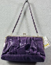 Vintage Evening Rhinestone Purple Handbag Faux Snakeskin NWT See Pic