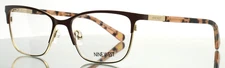 NINE WEST NW1089 210 Gold Brown Womens Semi Cat Eye Eyeglasses 52-16-135 B:35