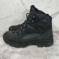HanWag Banks II GTX Goretex Hiker Mens 9.5 Black Leather Mid Hiking Trail Boots