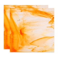 4 x 4 Inch Stained Glass Sheets, 2 Sheets Art Glass, Orange