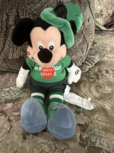 Disney Mickey Mouse "St Patrick's Kiss Me" Irish Plush Leprechaun w/Sound RARE