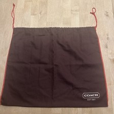COACH Vintage Dust Bag Protective Bag Cover Brown Storage Red Edge Drawstring
