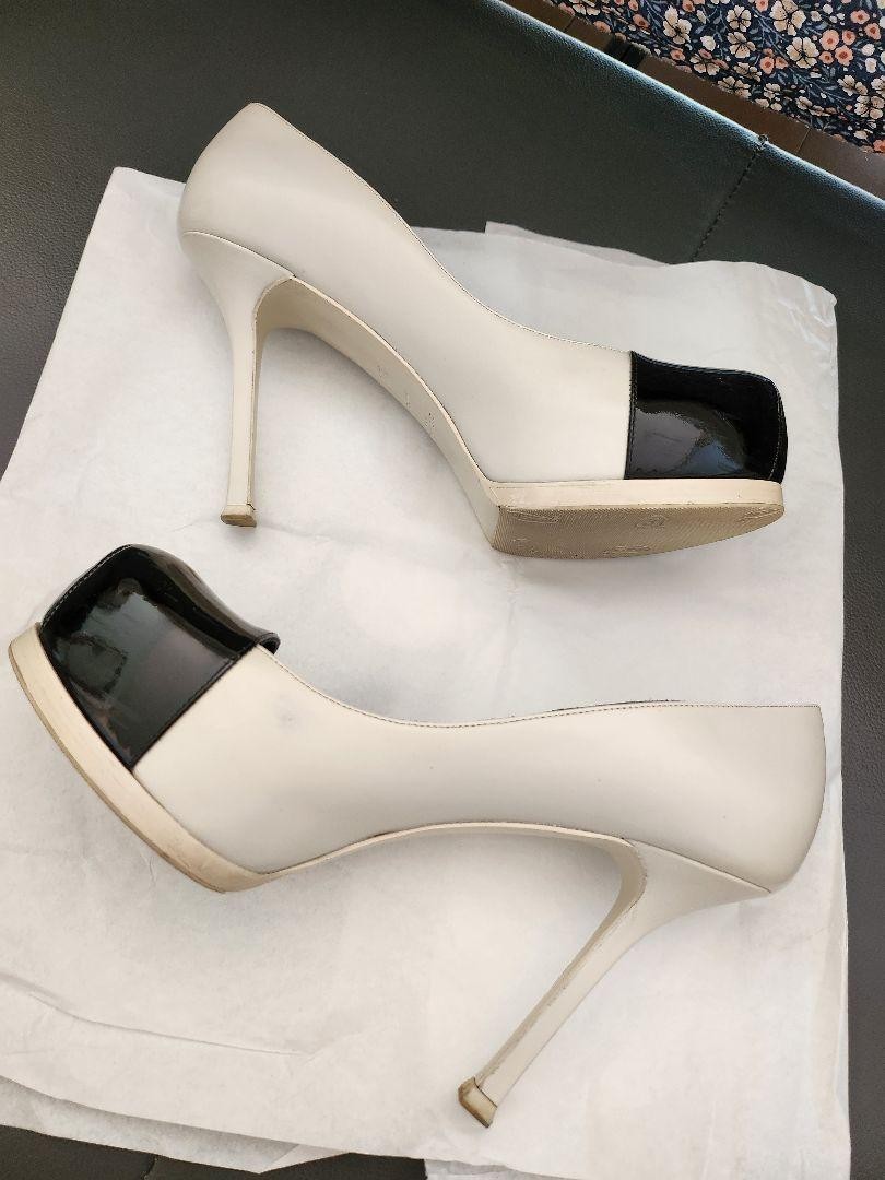 Autentiche decolte Yves Saint Laurent tacco alto bianco nero taglia 36 5 donna