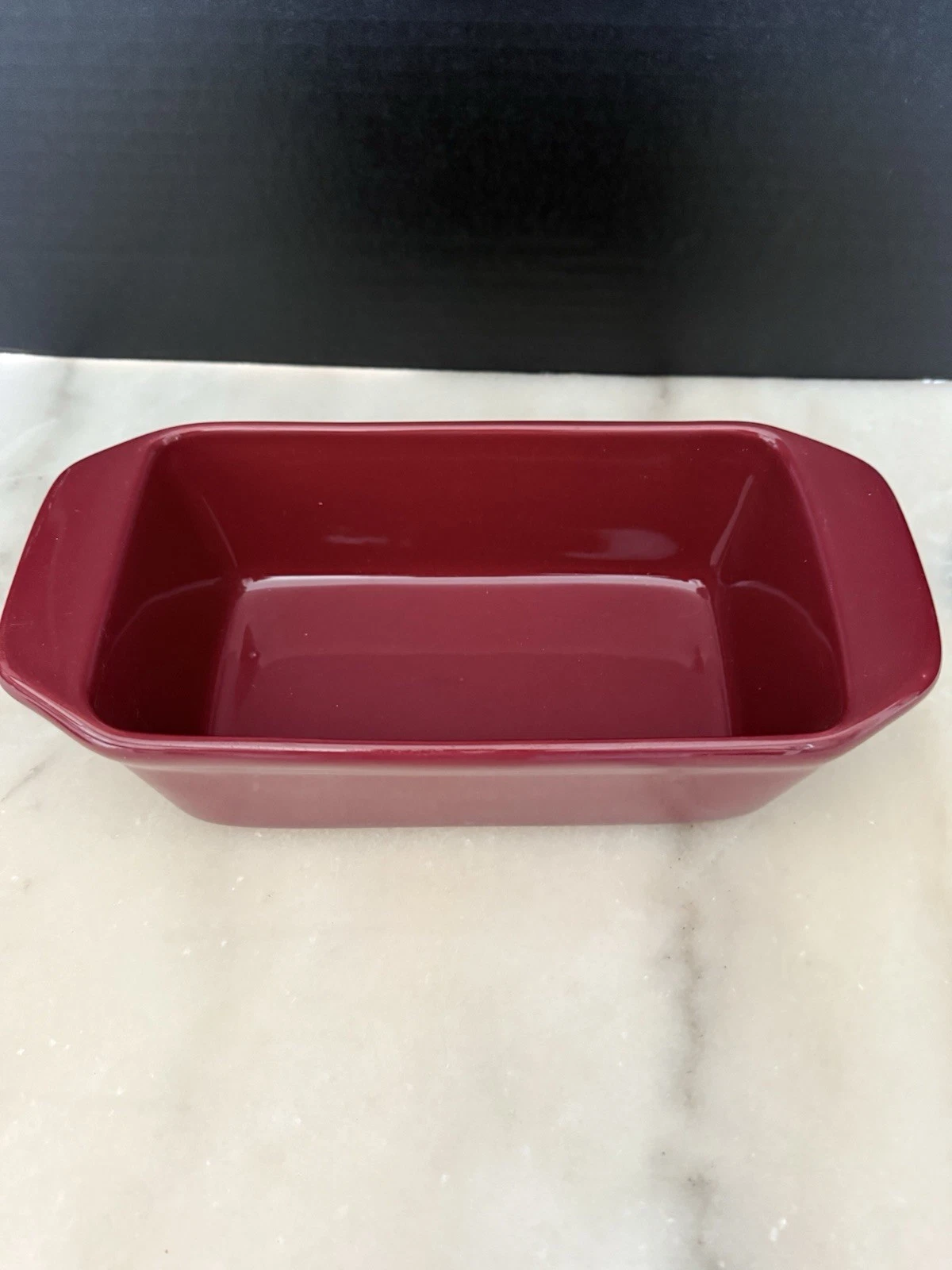 Vintage Chantal Handcrafted Stoneware 1-3/4 QT Red Rectangle Baking Loaf Pan