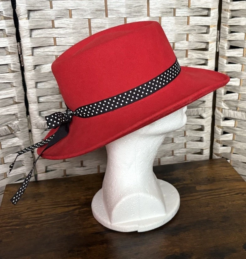 Wide Brim Red 100% Wool Vintage Hats for Women for sale | eBay display picture 1