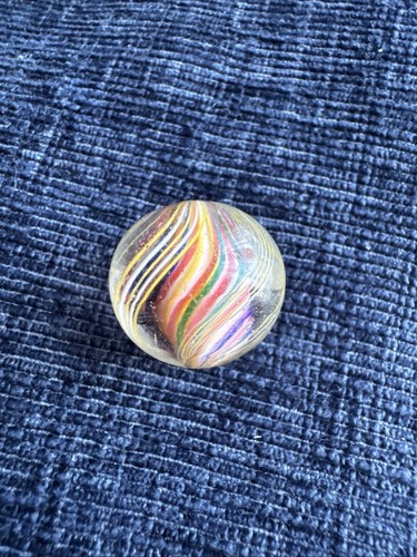 Antique Glass Twist Marbles with Pontil Marks Latticino Swirls Ribbon 17-20mm - Picture 8 of 24