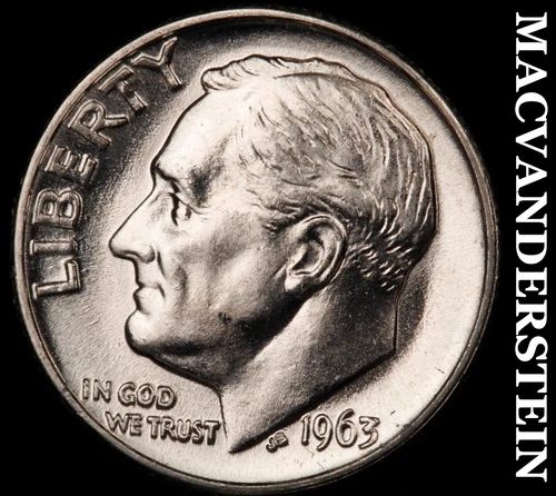 1963 Silver Roosevelt Dime- Lustrous Choice Gem Brilliant Uncirculated  #i6203