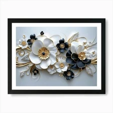 3d Artwork Illustration White and B Framed Wall Art Poster Canvas Print Picture