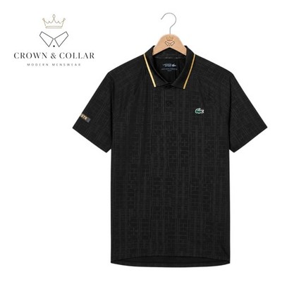 Lacoste x Novak Djokovic Slim Fit Black & Gold On Court Sport Polo Size Large