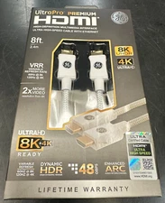 GE Gold Plated HDMI Cable 8K UHDR Ultra High-Speed 8 ft 2.4m 48GBPS Dynamic NEW