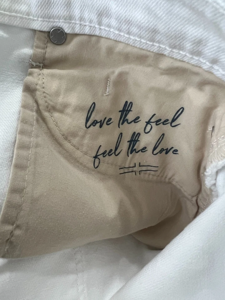 Pantalones de mezclilla para mujer Liverpool rectos desgastados blancos talla 12/W36X26L Foto 4 de 4