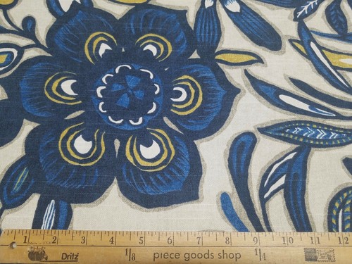 Babessi in Indigo BTY Robert Allen 100% Cotton Slub Duck 54" Wide Floral Blue - 第 2/2 張圖片