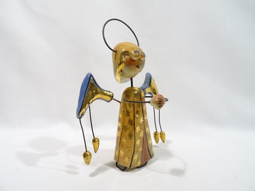 ACCOLAY ANGE PERSONNAGE CERAMIQUE FIL DE FER ANGEL CERAMIC POTTERY KERAMIK - Foto 10 di 10