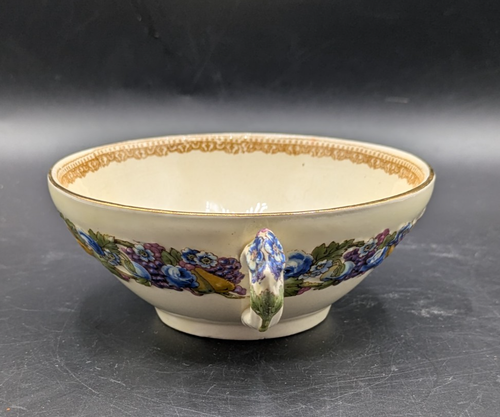 Crown Ducal Florentine Bouillion Cups Set of 2 Bas Relief Fruit Pattern 2 Handle - Picture 4 of 9