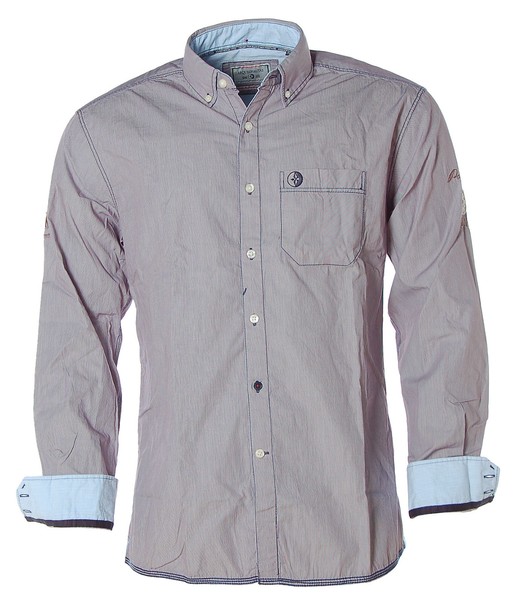 Arqueonautas Herren Langarm Streifenhemd Hemd Button-Down Flieder M A3884-image