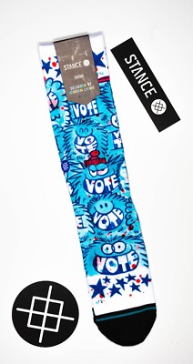 Stance Casual x Kevin Lyons Socks 'Get Out N Vote' | L | Crew | NWT | 2020