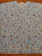 Sb Scrub Top Medium  Blue With Flowers
