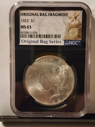 1923 Peace Silver Dollar - NGC MS63 Original Bag Fragment Series. 076