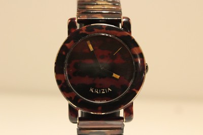 VINTAGE RARE SWISS LADIES QUARTZ ADVERTISING BROWN MARBLE WATCH 