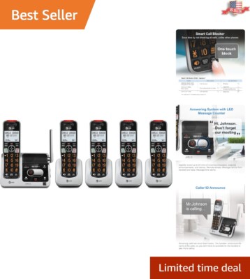 Unsurpassed Range DECT 6.0 Phone System with 5 Handsets & Caller ID Announcer