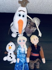 Disney Store Frozen Elsa Anna Olaf Sven Kristoff Guy Boy Plush Lot Princess Set