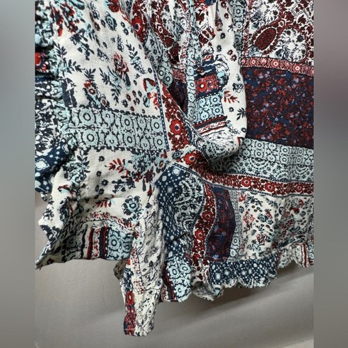 Mossimo Supply Co Red White Blue Patchwork Floral Striped Boho Romper Size XL - Picture 9 of 16