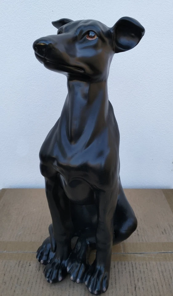 41cm Sitting Dog Glossy Black Statue Sculpture Ornament Home Garden Decor - image 2 of 4