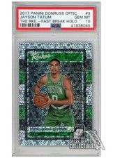 Jayson Tatum 2017 Panini Donruss Optic The Rookies Fastbreak Holo Card #3 PSA 10