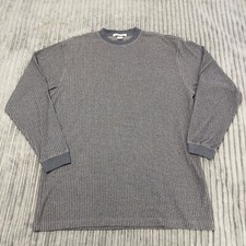 Perry Ellis Sweater Mens XL Gray Ribbed Crew Neck Classic Core Long Sleeve Coton