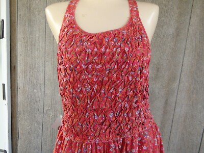 Free People FP Petunia Puckered Sundress Minidress Sleeveless M $128 Poppy Combo