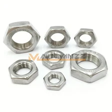 5-20PCS 304 STAINLESS STEEL PITCH HEX NUTS HEX THIN NUT M3-M14