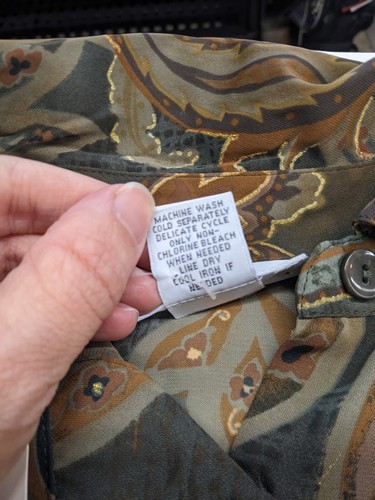 Avenue Damen Knopfleiste Shirt braun Paisley Schimmer Herbst Langarm 14/16 neu mit Etikett - Bild 7 von 9